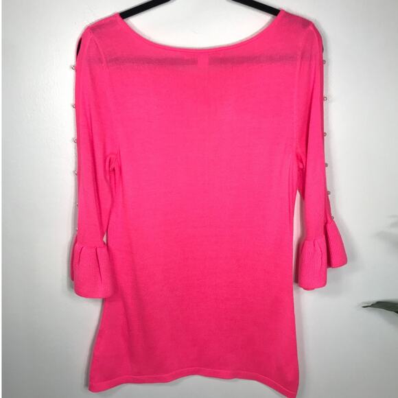 Lilly Pulitzer Rosemary Sweater Hot Pink Pearls M Preppy Resort Barbiecore - Picture 5 of 9